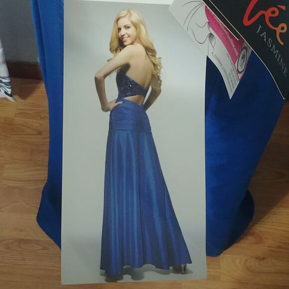 NWT LAFEE E147058 Cobalt Sweetheart Neckline Blue Strapless Prom Dress 4 - Picture 5 of 13